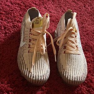 Nike Air VaporMax Flyknit Sneakers in Peach and Beige